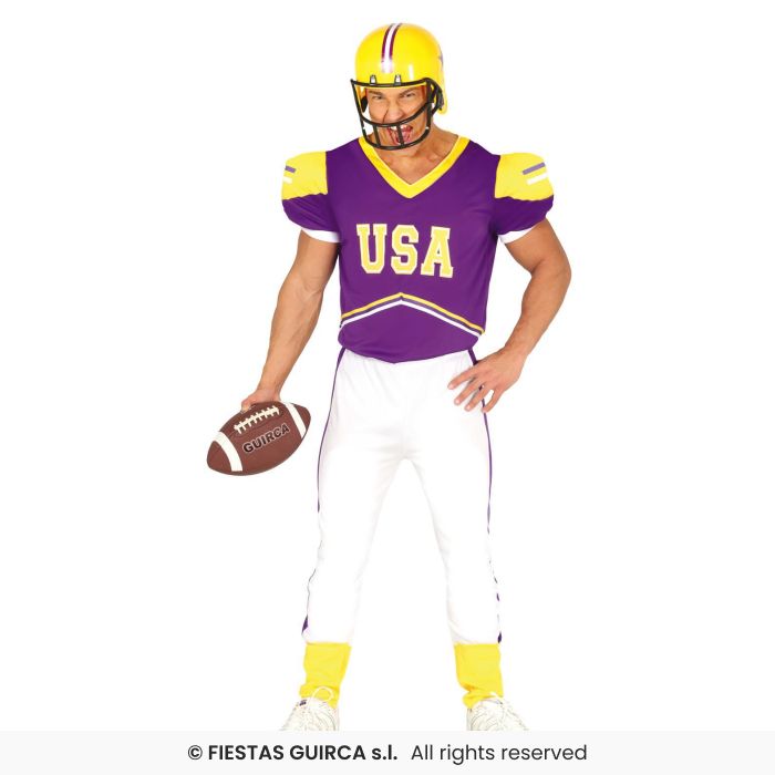 Purple Quarterback Adults American Football Fancy Dress Costume Sports Outfit M-XL