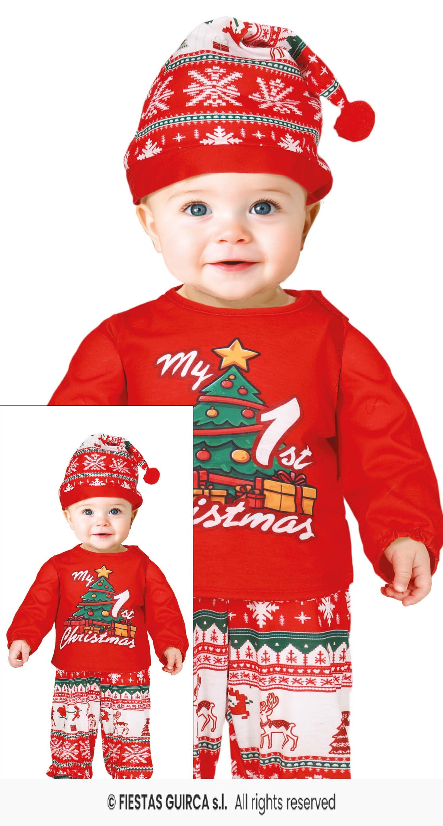My First Christmas Pyjama Set Boys Girls Santa Claus PJs Toddlers Outfit Age 1-2