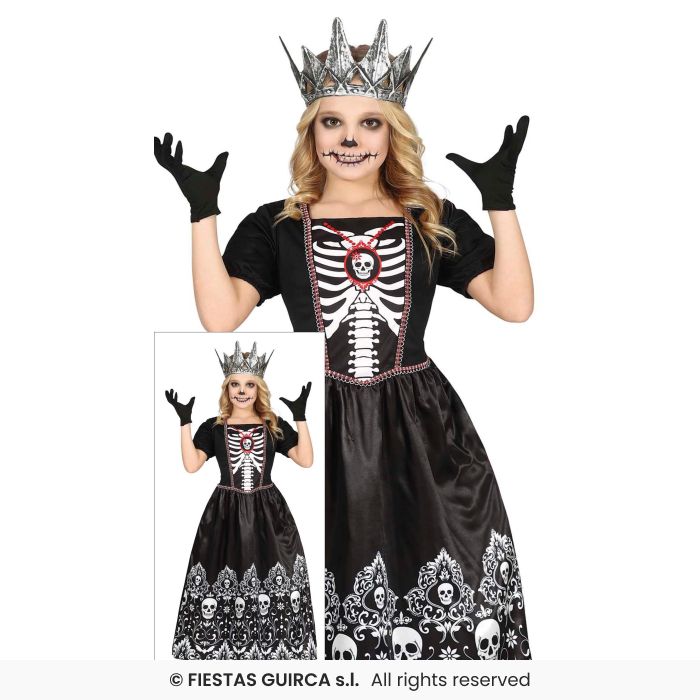 Queen Of The Night Girls Deluxe Skeleton Fancy Dress Costume Halloween Aged 3-12