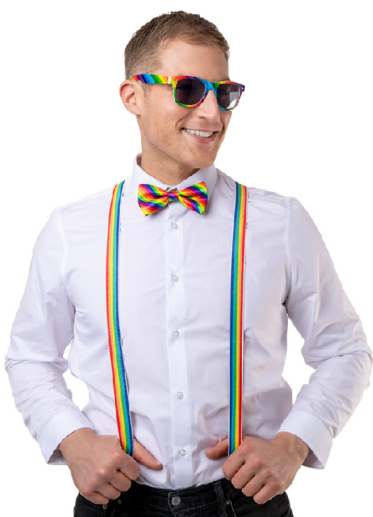 Rainbow 3 Pc Dress Up Kit Adults LGBT Fancy Dress Pride Wedding Kit Mens Ladies