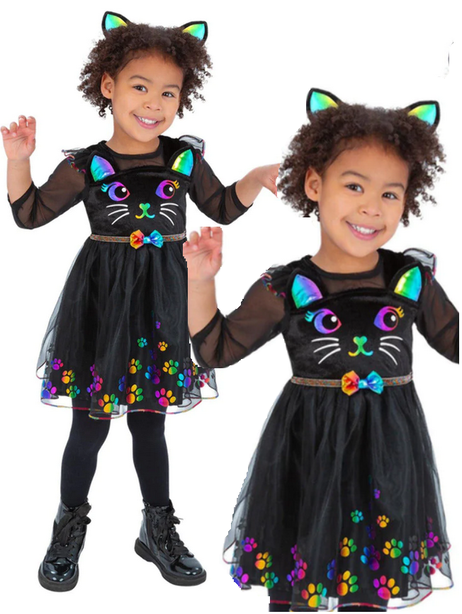 Cat Costume Rainbow Kitten Kitty Fancy Dress Outfit Girls Toddler Age 1-6