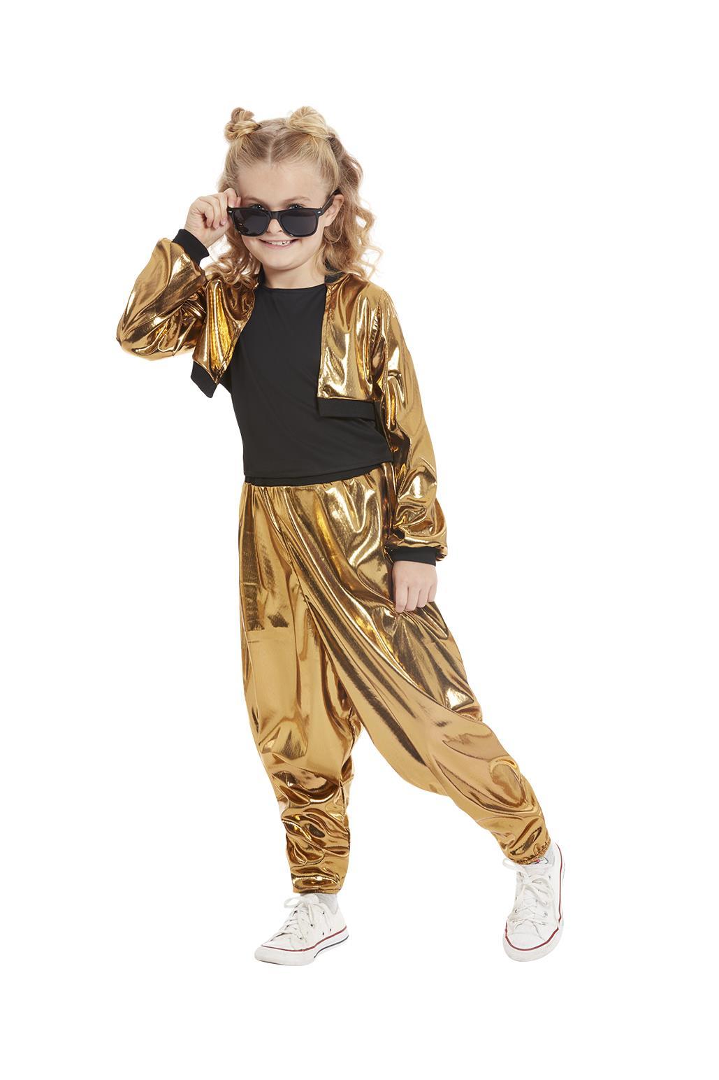 Girls 1980s Hammer Time Costume MC Hammer Celebrity Fancy Dress Child Outfit