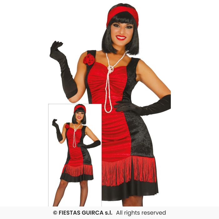 1920s Ladies Flapper Costume Sexy Charleston Flapper Fancy Dress Outfit Red & Black