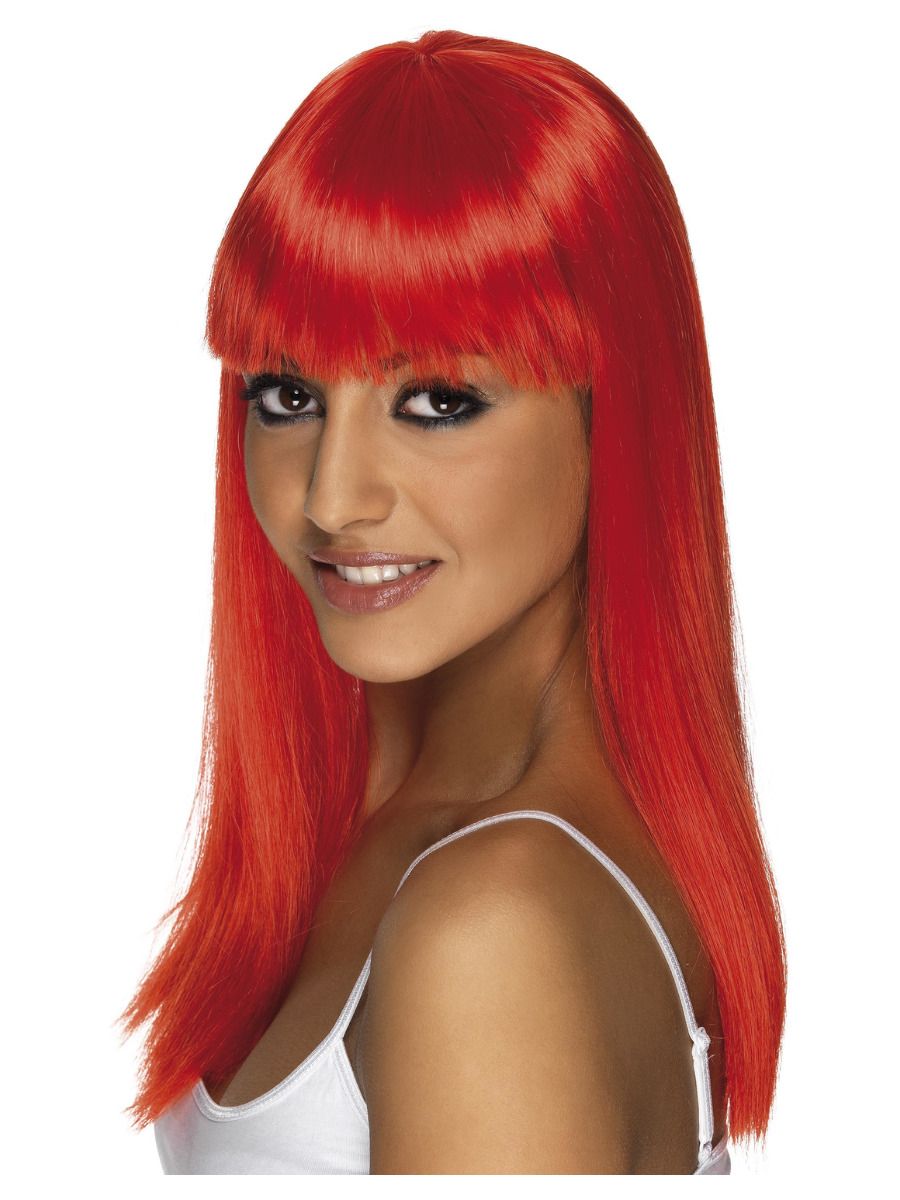 Long Straight Red Wig Ladies Fancy Dress Glamourama Wig Fancy Dress Devil