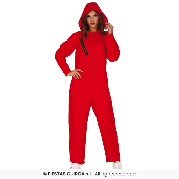 Red Hooded Convict Boiler Suit Overall Tv Show Adults Fancy Dress Costume UK 8-18