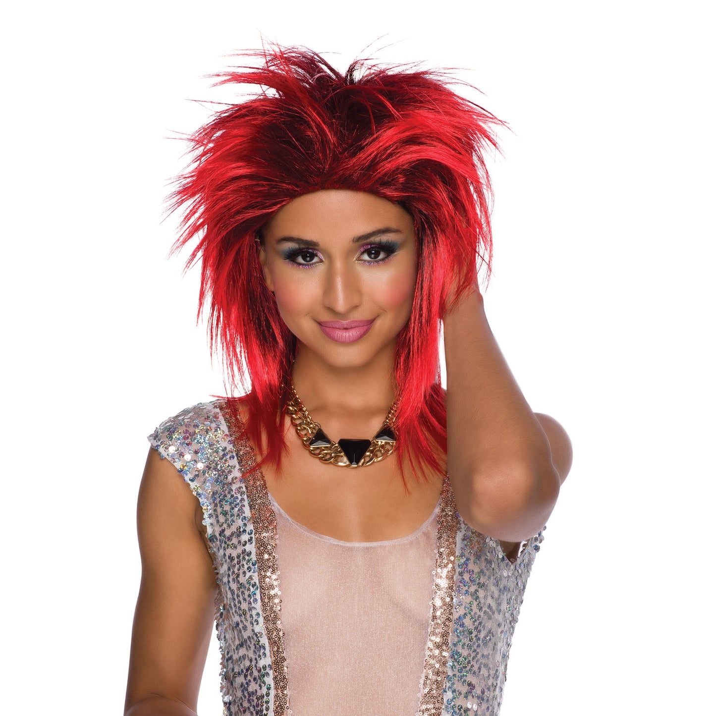 Tina Two Tone Mullet Wig Ladies 1980s 80s Fancy Dress Accessory