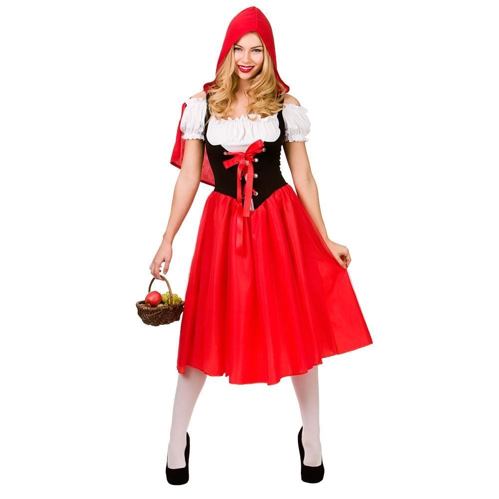 Womens Little Red Riding Hood Costume Adult Fairytale Fancy Dress UK 6-28