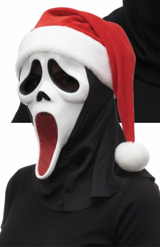 Ghost Face® Glitter Elf Mask Santa Scream Mask Adults Fancy Dress Official
