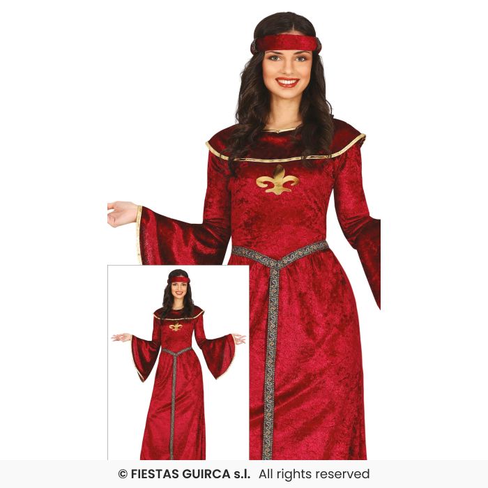 Medieval Princess Ladies Tudor Girl Red Fancy Dress Costume Adults UK 8-18