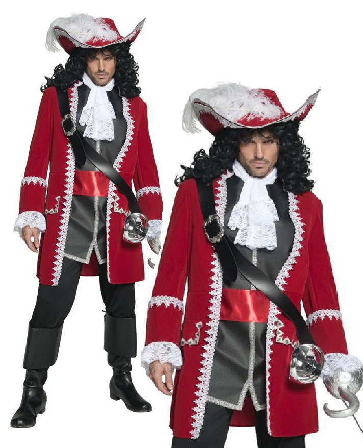 Deluxe Pirate Captain Costume Mens Professional Show Play Fancy Dress Outfit Pirates