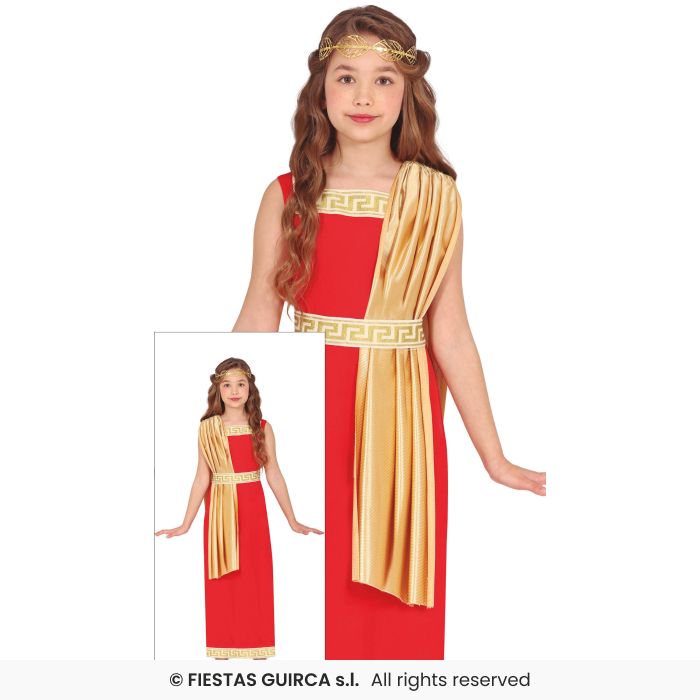 Girls Red Roman Toga Costume Kids Greek Fancy Dress Outfit Book Day Age 5-12
