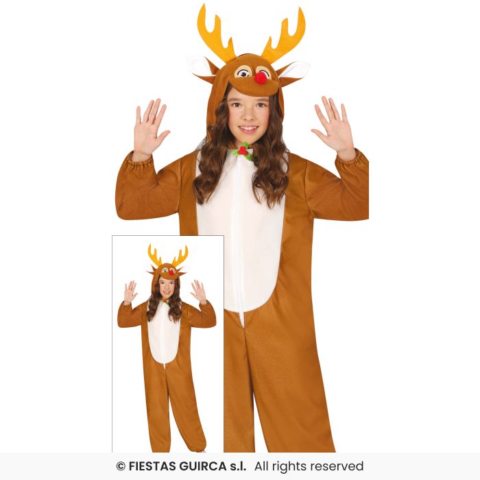 Girls Reindeer Costume Nativity Play Fancy Dress Outfit Rudolph Kids Age 3-12