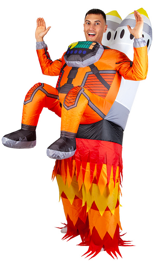 Inflatable Rocket Man Adults Novelty Fancy Dress Outfit Piggyback Space Rocket