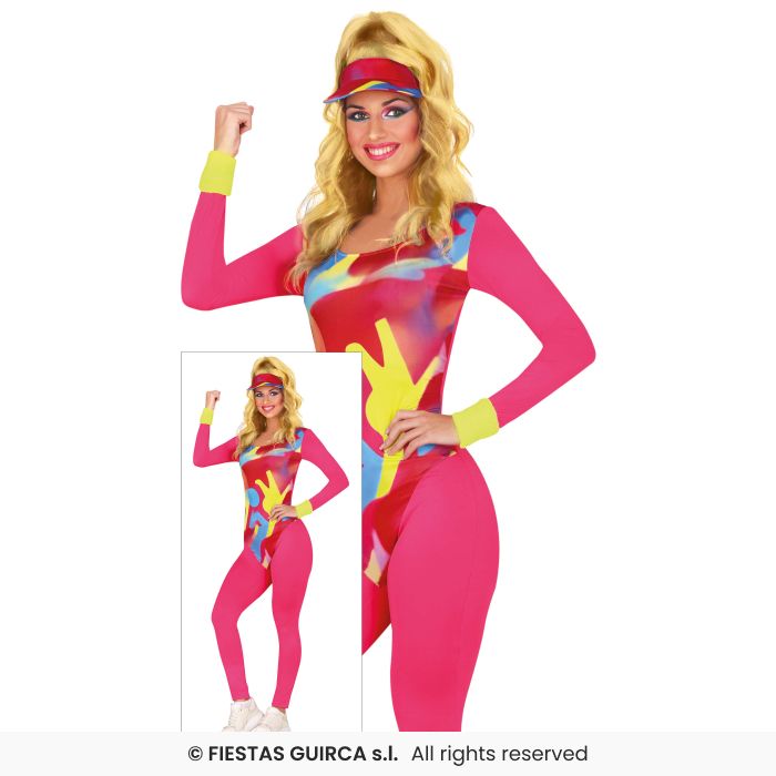 Roller Skater Girls 1980s Fancy Dress Costume Psychedelic Neon Ladies Outfit UK 8-18