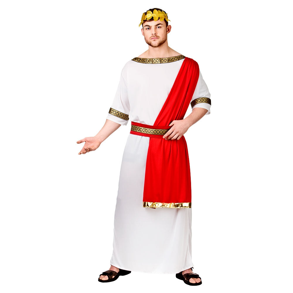 Roman Emperor Mens Fancy Dress Costume Toga Party Greek Outfit M-XL