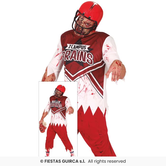 Rugby Zombie Costume Mens Halloween Fancy Dress Costume M-L