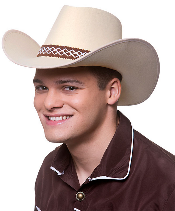 Texas Cowboy Hat Wild West Western Adults Cowboy Fancy Dress Accessory Cream Sand