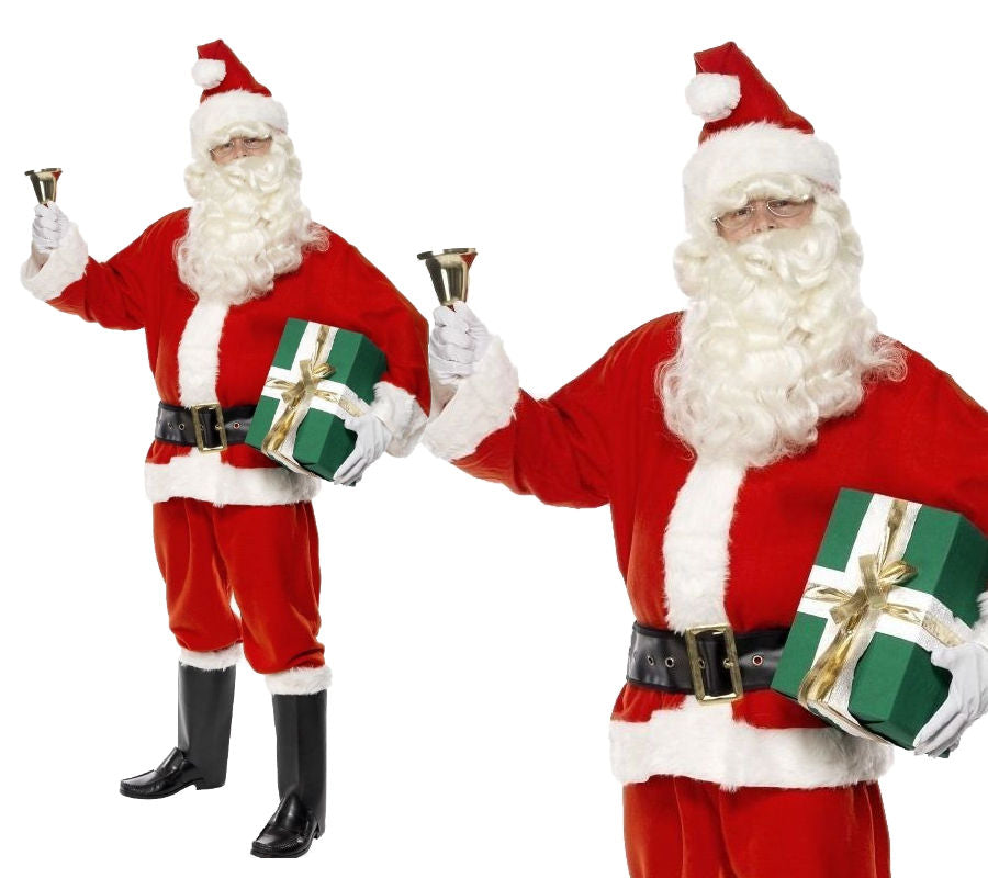 Santa Claus Mens Deluxe Father Christmas Fancy Dress Costume M,L
