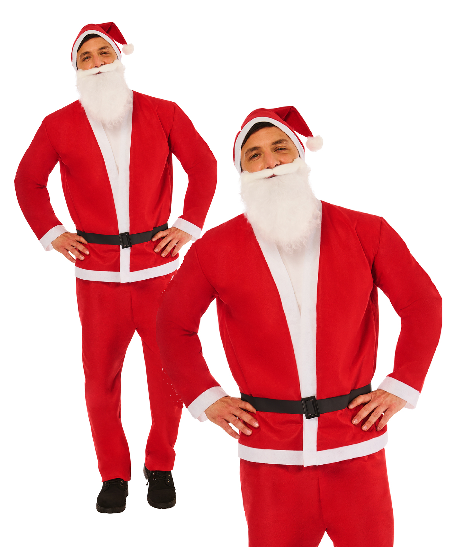 Value Santa Costume + Beard Adults Father Christmas Fancy Dress Mens Costume