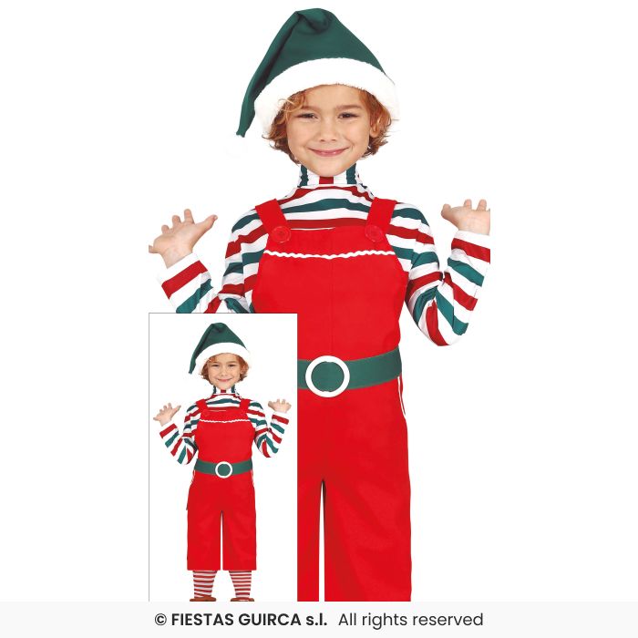 Santa Worker Girls Elf Christmas Santas Helper Dungarees Fancy Dress Costume Age 3-12