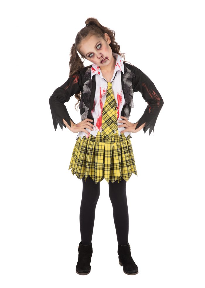 School Girl Zombie Child Childrens Horror Halloween Fancy Dress Costume Girls Kids