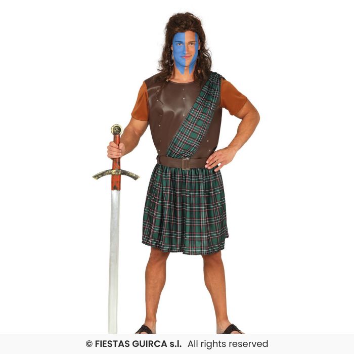 Scottish Warrior Wallace Battle Mens Scotland Fancy Dress Fighter Costume Adults