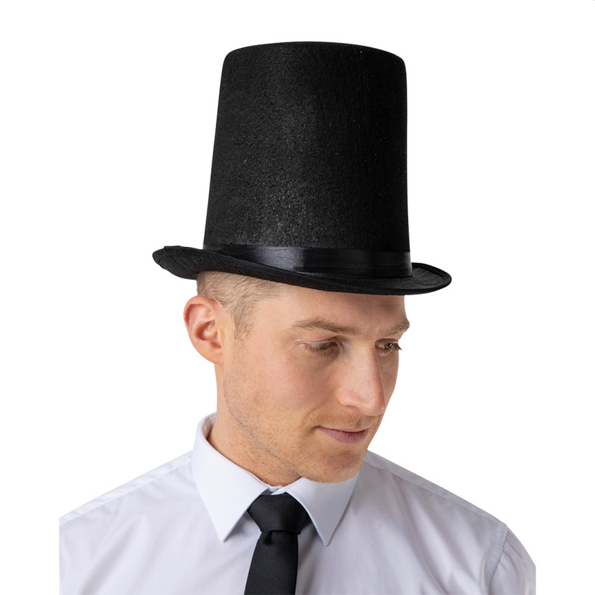 Black Stovepipe Top Hat Magician Fancy Dress Ringmaster Victorian