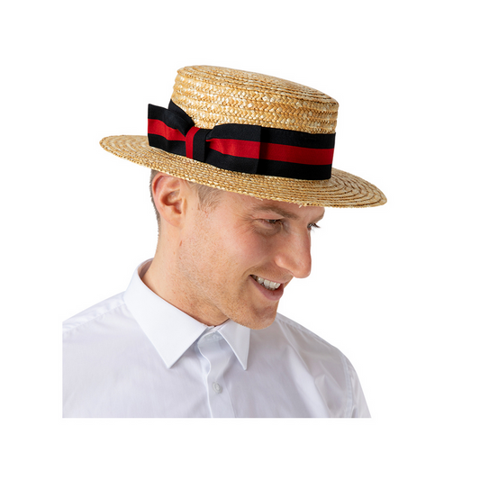 Classic Straw Boater Black/Red Band