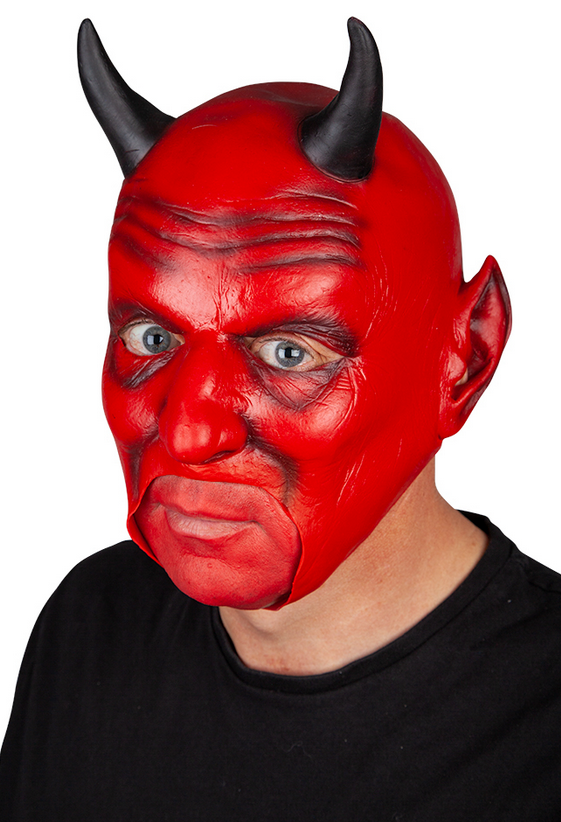 Devil Mask With Open Mouth Adults Red Latex Devils Mask Halloween Fancy Dress