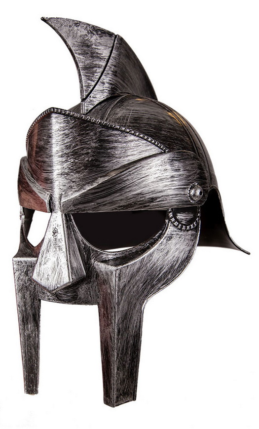Silver Gladiator Roman Helmet Adults Centurion Plastic Fancy Dress Accessory