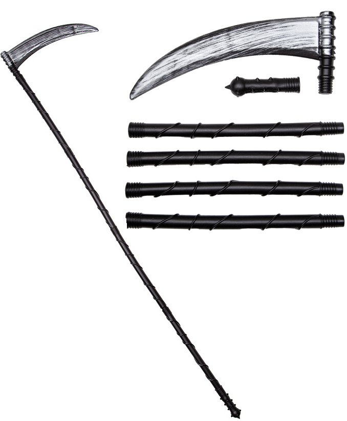 6pc Scythe Grim Reaper Weapon Adults Kids Fancy Dress 140cm Prop Halloween