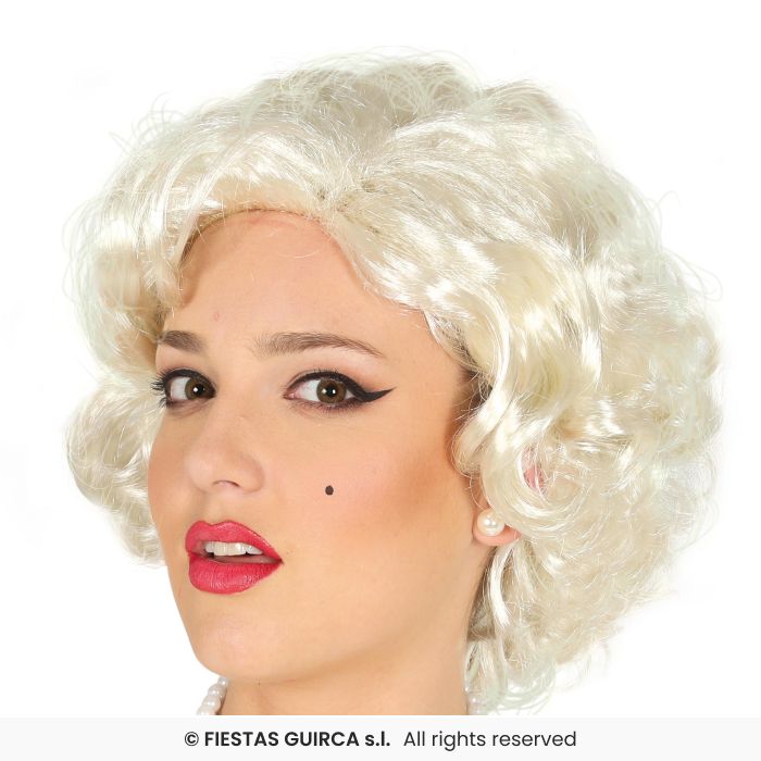 Sex Symbol Ladies Fancy Dress Marlyn Blonde Short Curly Wig Adults Accessory