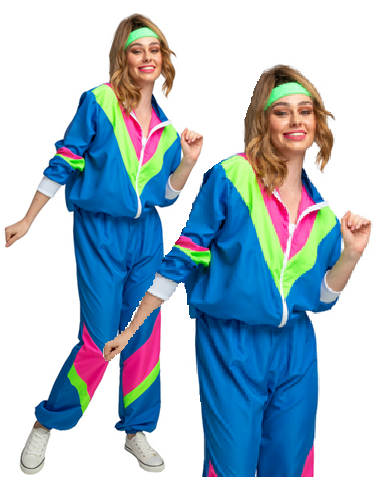 Ladies Shell Suit Fancy Dress Costume 80s Trackie Tracksuit Fancy Dress Retro