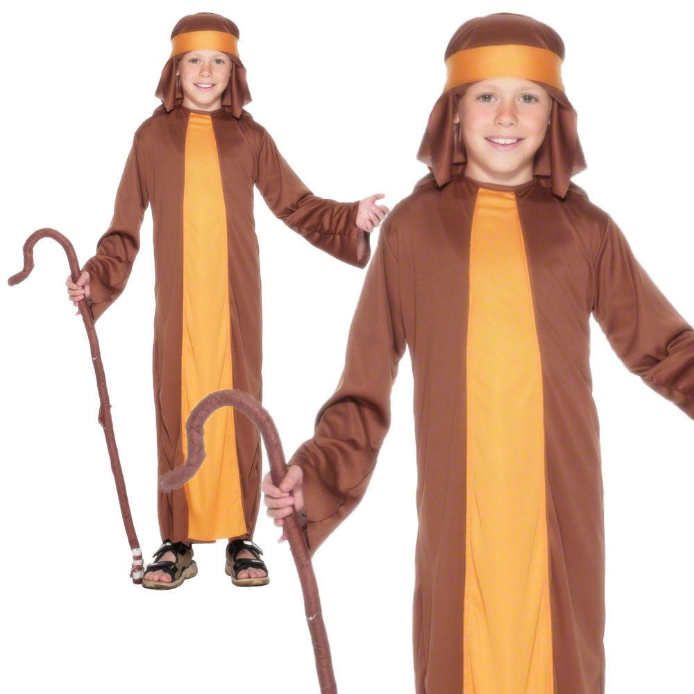 Kids Shepherd Costume Nativity School Play Fancy Dress Outfit Girls Boys Sheperds