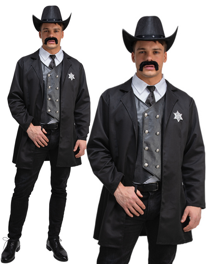 Western Sheriff Mens Wester Wild West Cowboy Fancy Dress Costume Adults