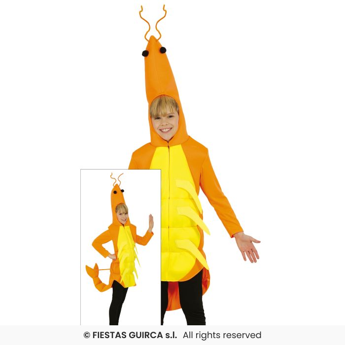 Shrimp Costume Kids Sea Creature Fancy Dress Outfit Boys Girls Age 5-12