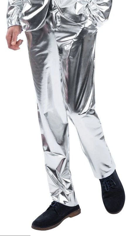 Sterling Silver Trousers Metallic Silver Mens 60s 70s Disco Fancy Dress Accessory