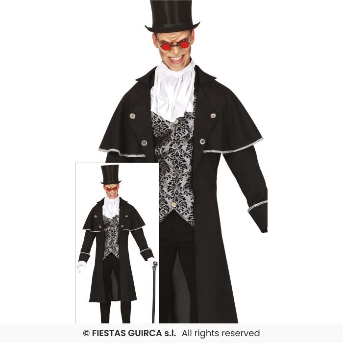 Silver Vampire Mens Halloween Fancy Dress Costume Dracula Adults Outfit