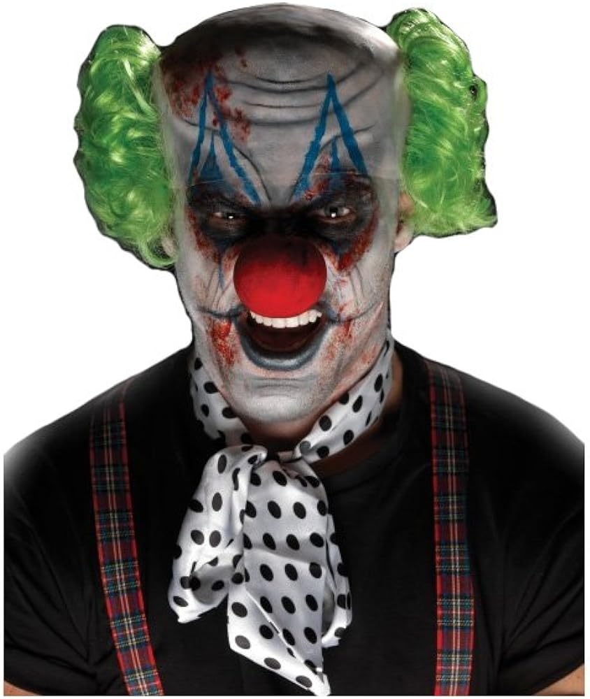 Sinister Clown Make Up Kit Halloween Fancy Dress Bald Cap With Hair Zombie