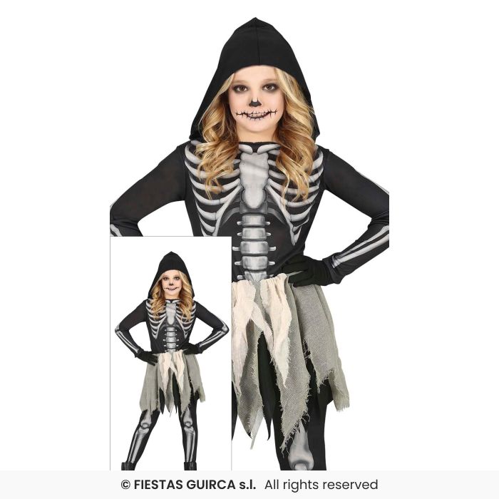 Girls Bride Skeleton Kids Halloween Fancy Dress Costume Gothic Outfit Age 3-12
