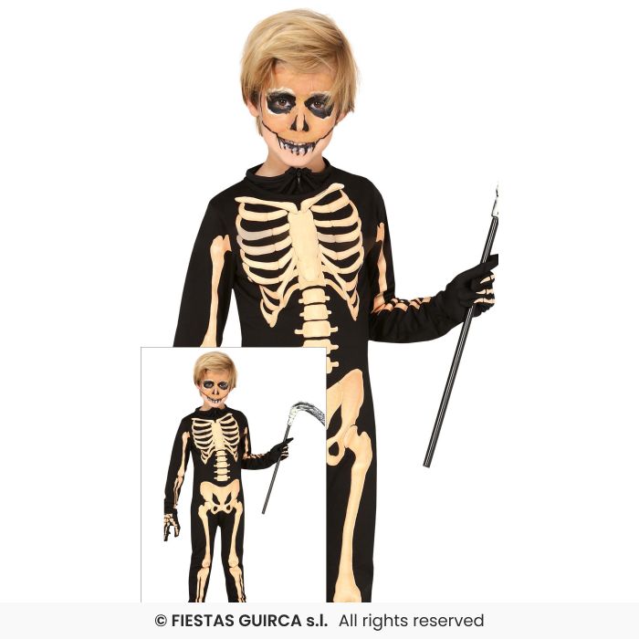Kids Trick Or Treating Skeleton Halloween Fancy Dress Costume Boys Age 3-12