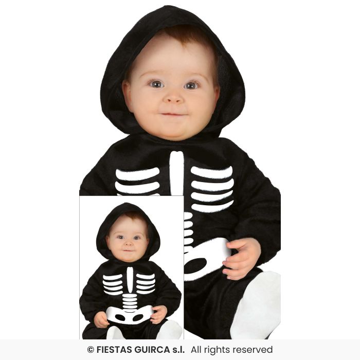 Hooded Skeleton Costume Toddlers Halloween Fancy Dress Outfit Boys Girls Age 1-2