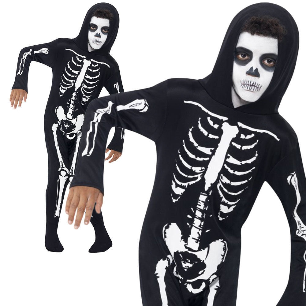 Child Skeleton Jumpsuit Costume Boys Kids Halloween Fancy Dress Outfit