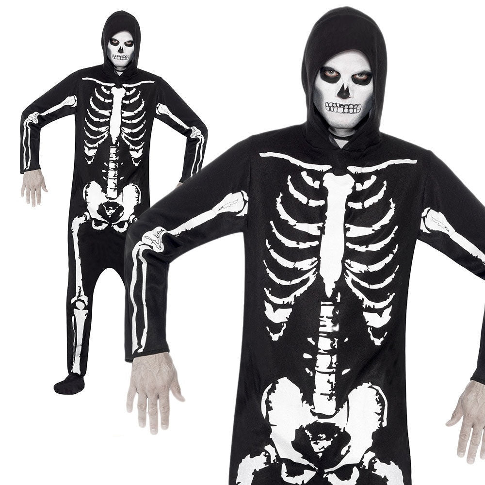 Skeleton Costume Adult Halloween Jumpsuit Fancy Dress Outfit Suit S-L