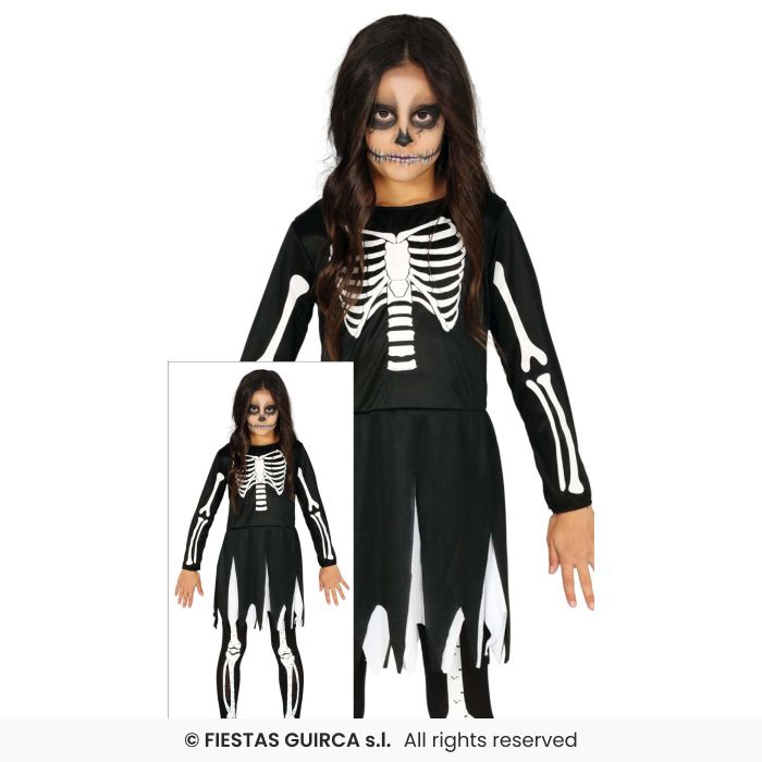 Girls Halloween Skeleton Fancy Dress Costume Kids Outfit Skeleton Dress Age 3-12
