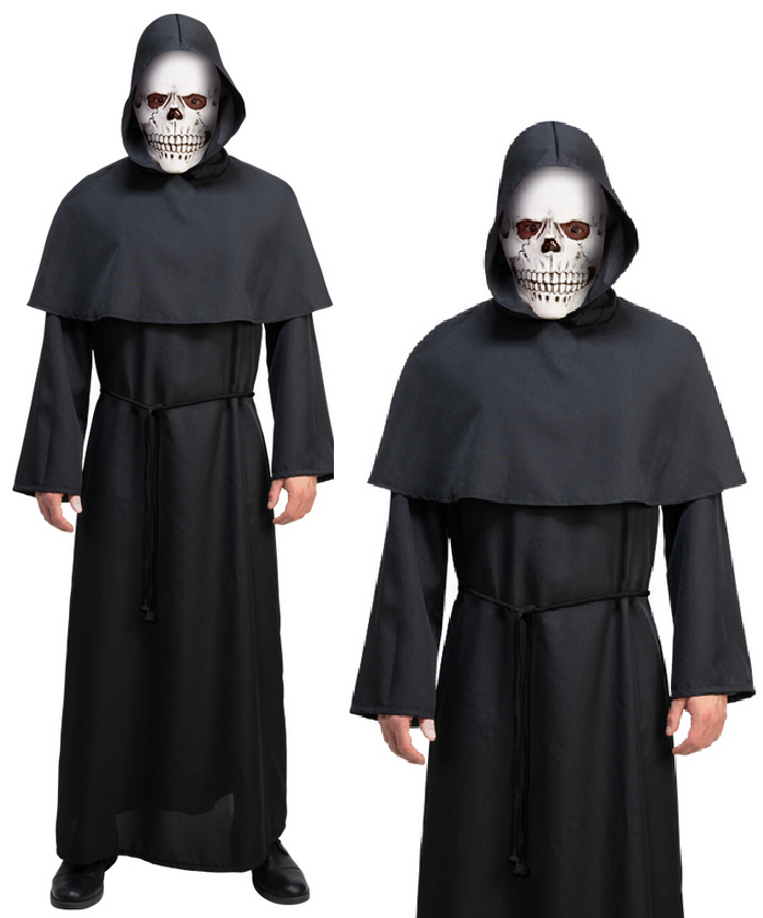 Skeleton Reaper Adults Grim Reaper Fancy Dress Costume Mens Halloween