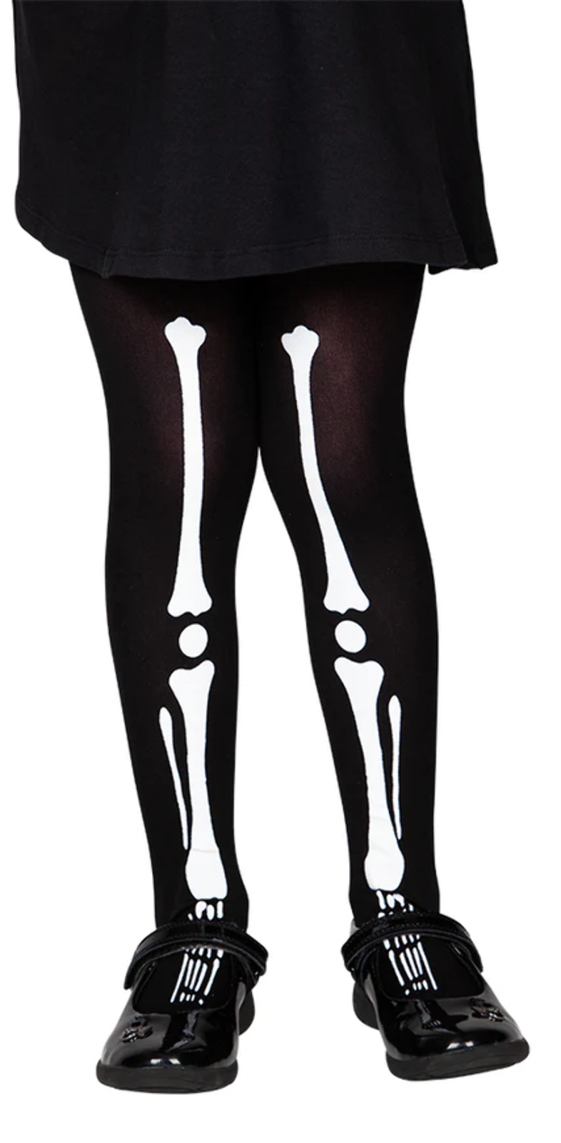Kids Skeleton Tights Boys Girls Halloween Fancy Dress Accessory Black Tights