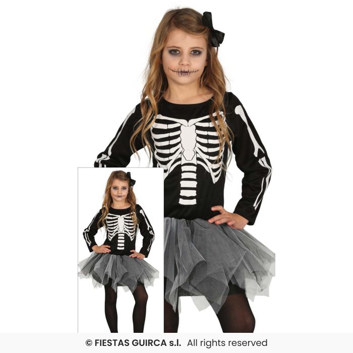 Skeleton Tutu Girl Costume Kids Halloween Skeleton Bride Fancy Dress Outfit Age 3-12