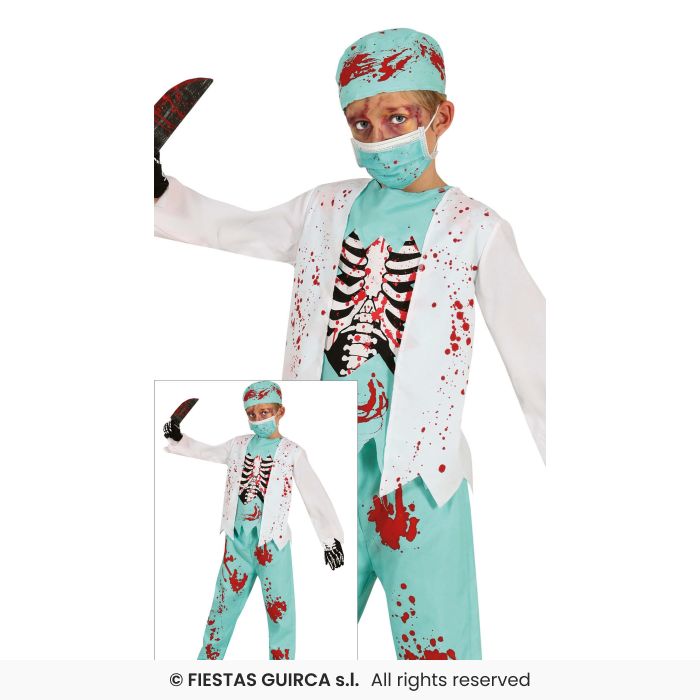 Zombie Kids Skeleton Medic Halloween Doctor Fancy Dress Costume Boys Age 3-12