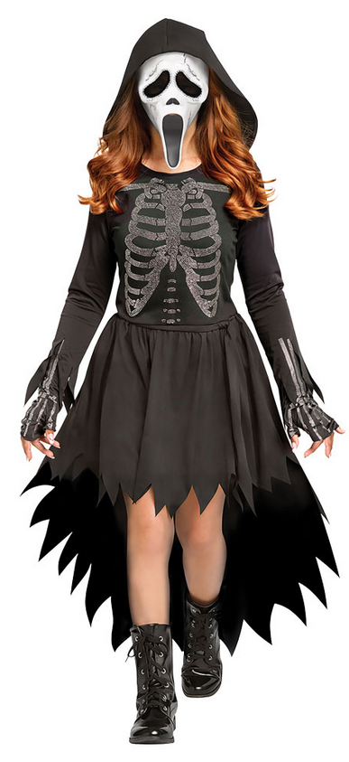Skele-Stone Ghost Face® Girls Scream Fancy Dress Fun World Official Halloween